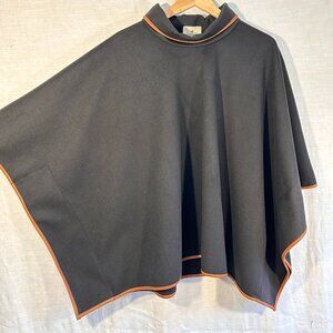 Tuckernuck Black Leather Trim Funnel Neck Poncho
